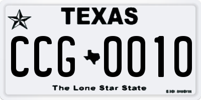 TX license plate CCG0010