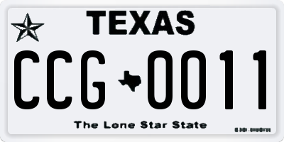 TX license plate CCG0011