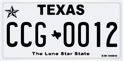 TX license plate CCG0012