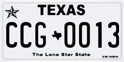 TX license plate CCG0013