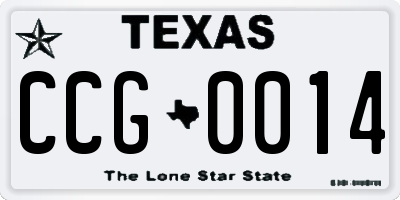 TX license plate CCG0014