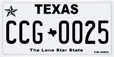 TX license plate CCG0025