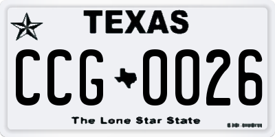 TX license plate CCG0026