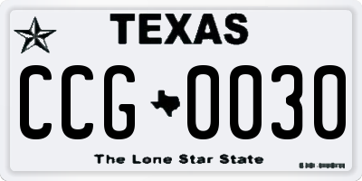 TX license plate CCG0030