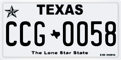 TX license plate CCG0058
