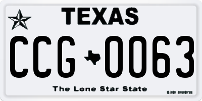 TX license plate CCG0063