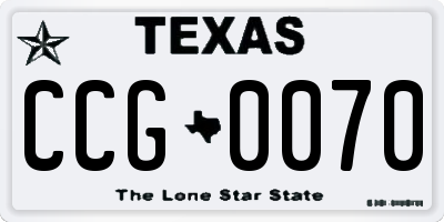 TX license plate CCG0070