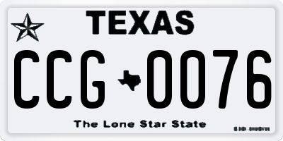 TX license plate CCG0076