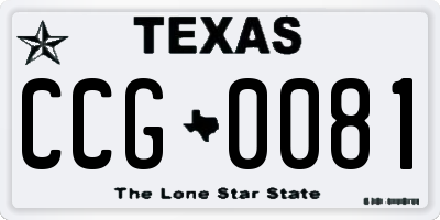 TX license plate CCG0081