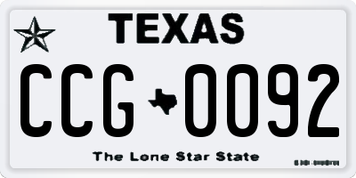 TX license plate CCG0092