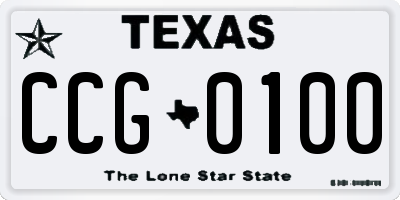 TX license plate CCG0100