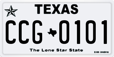 TX license plate CCG0101