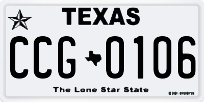TX license plate CCG0106