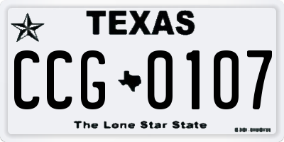TX license plate CCG0107
