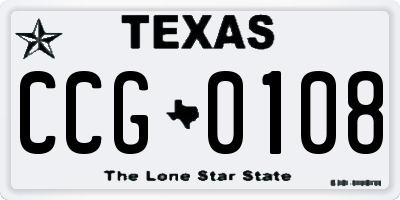 TX license plate CCG0108
