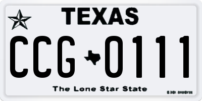 TX license plate CCG0111