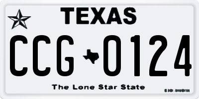 TX license plate CCG0124