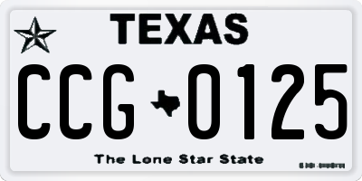 TX license plate CCG0125
