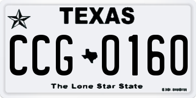 TX license plate CCG0160