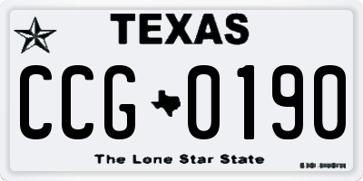 TX license plate CCG0190