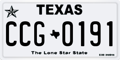 TX license plate CCG0191