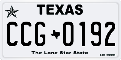 TX license plate CCG0192