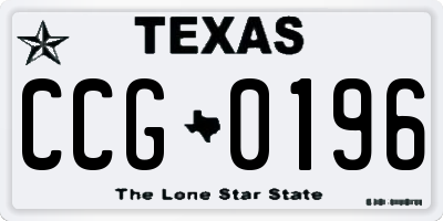TX license plate CCG0196