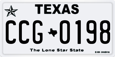 TX license plate CCG0198