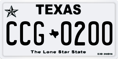 TX license plate CCG0200
