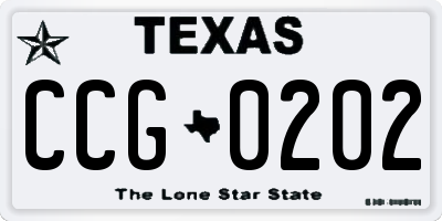 TX license plate CCG0202