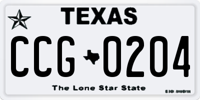 TX license plate CCG0204