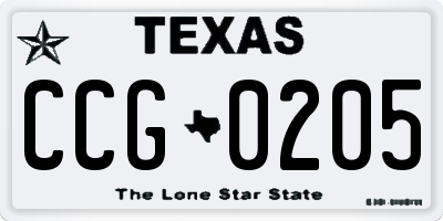 TX license plate CCG0205