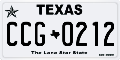 TX license plate CCG0212