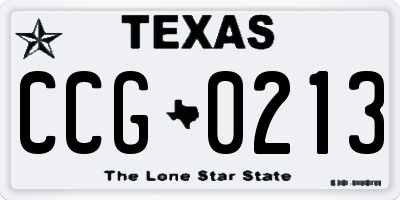 TX license plate CCG0213