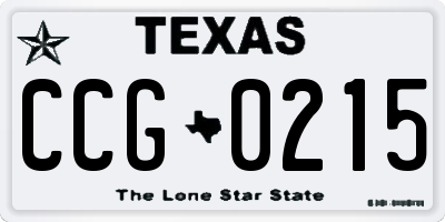 TX license plate CCG0215