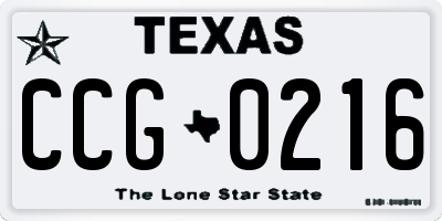 TX license plate CCG0216