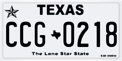 TX license plate CCG0218