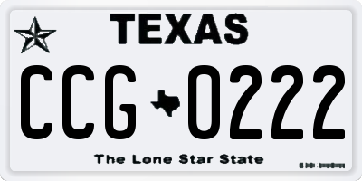 TX license plate CCG0222