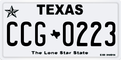 TX license plate CCG0223