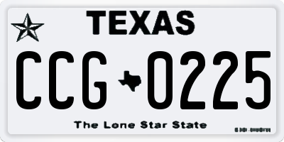 TX license plate CCG0225