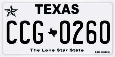 TX license plate CCG0260