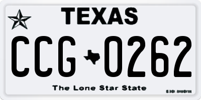 TX license plate CCG0262