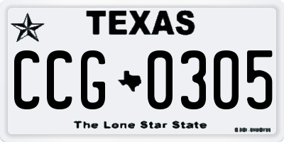 TX license plate CCG0305