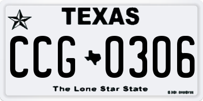 TX license plate CCG0306
