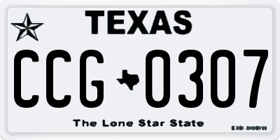 TX license plate CCG0307