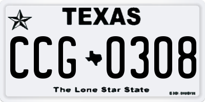 TX license plate CCG0308