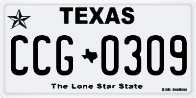 TX license plate CCG0309