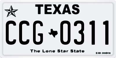 TX license plate CCG0311
