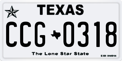 TX license plate CCG0318