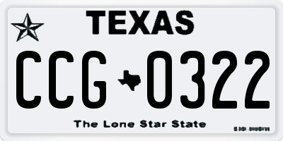 TX license plate CCG0322